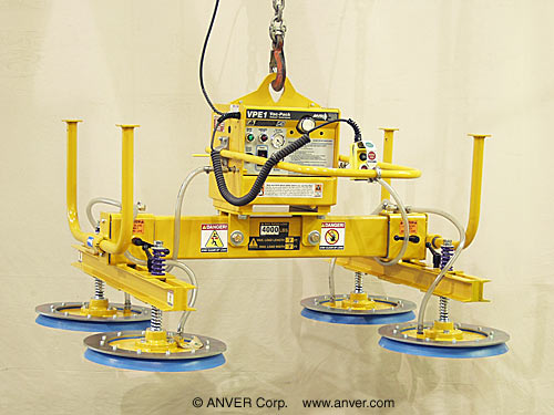 ANVER Electric Powered Four Pad Lifter for Lifting & Handling Smooth Glass 7 ft x 7 ft (2.1 m x 2.1 m) up to 4000 lbs (1814 kg)